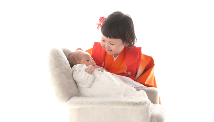 お宮参り 姉妹 兄弟 家族 撮影 スタジオ